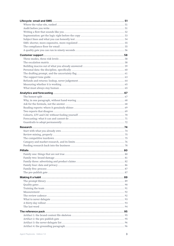 The table of contents page from the ecommerce PDF.